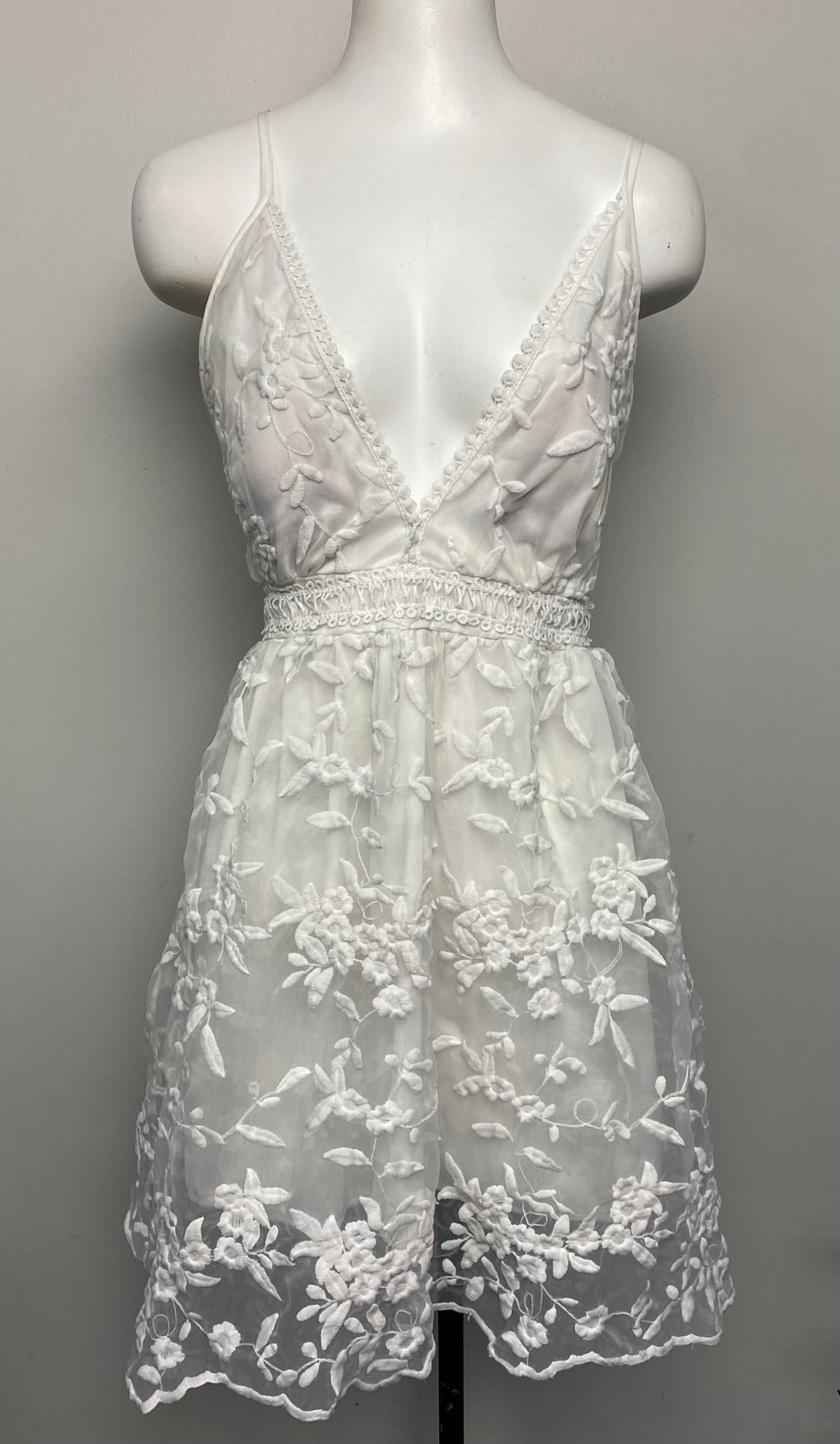 White Lace Dress- (L)