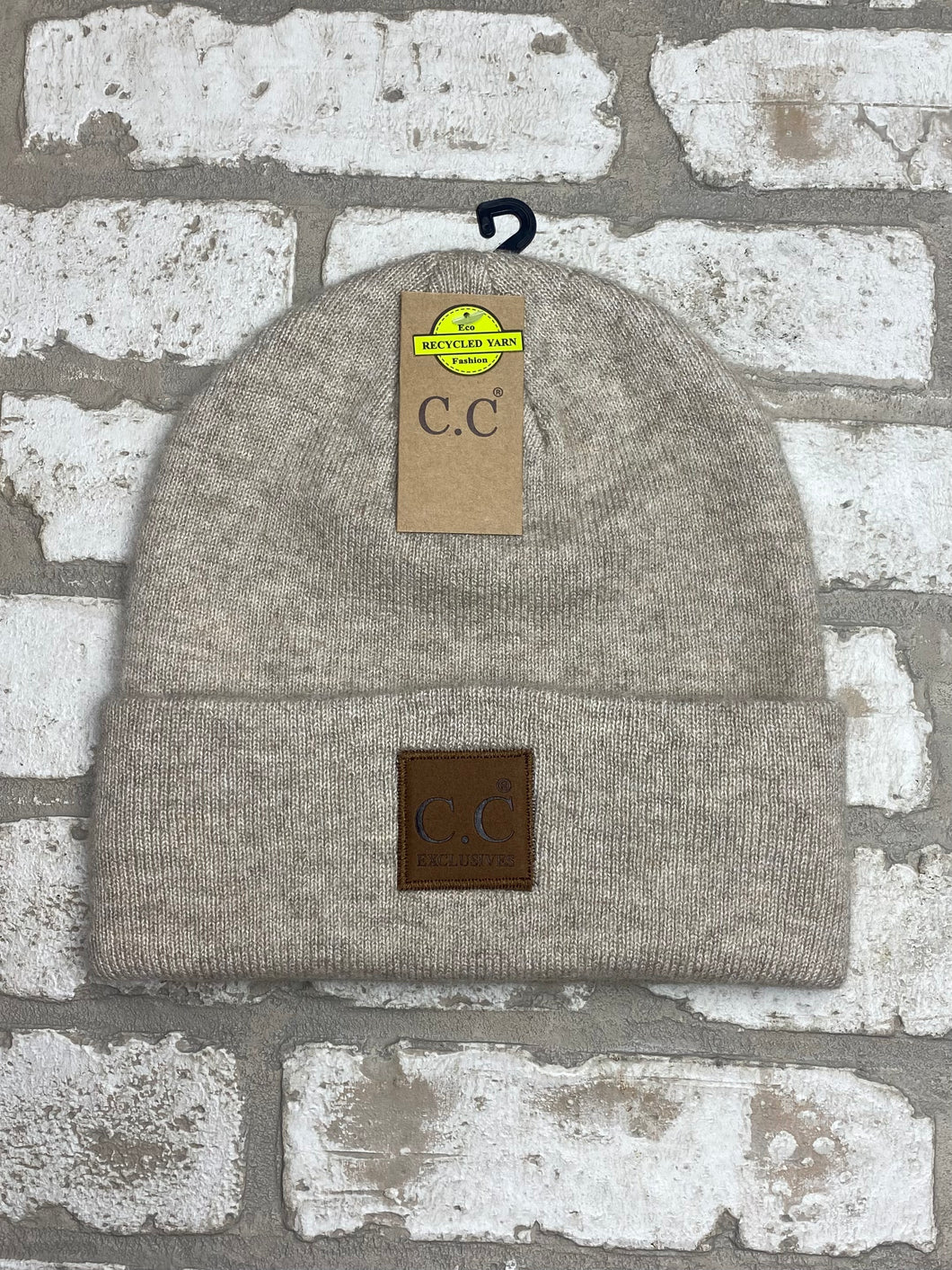 C.C Heather Knit Suede Patch Beanie NEW!