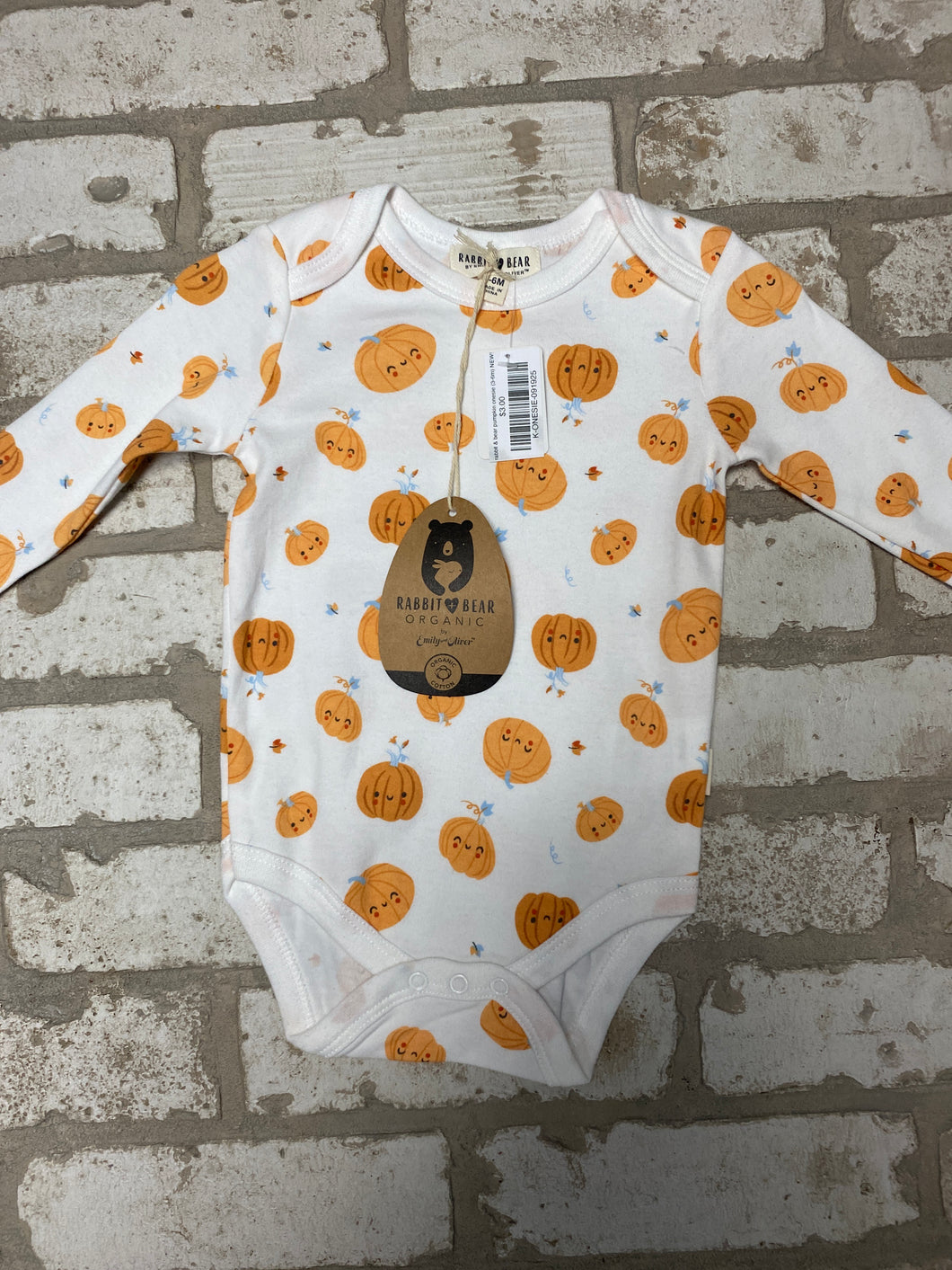 rabbit & bear pumpkin onesie (3-6m) NEW!