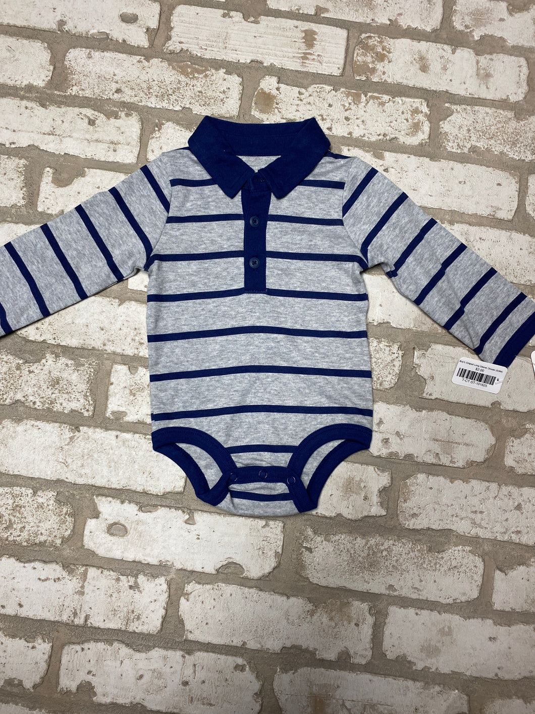 Boy's Striped Long Sleeve Onesie (6/9M)