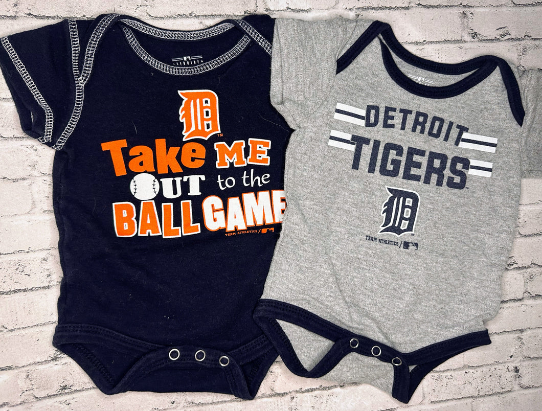 NBL: 2pk Detroit Tigers Bodysuits- 0/3m