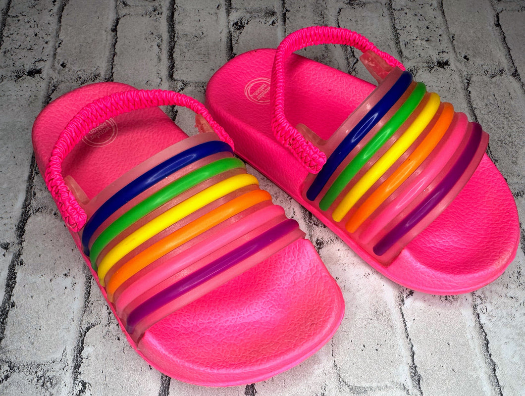 Wonder Nation: Pink Rainbow Sandals- 6C