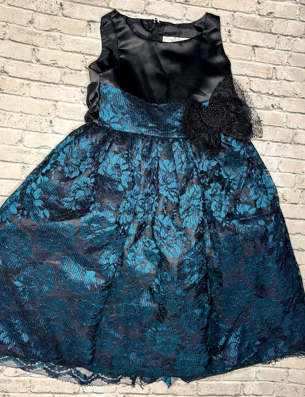 Sophia Young: Black/Blue Floral Dress- 4