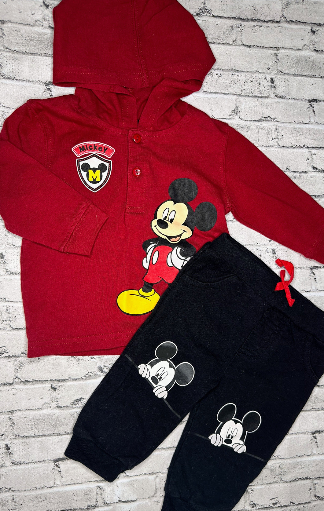 Disney: 2pc Maroon Mickey Set- 3/6m