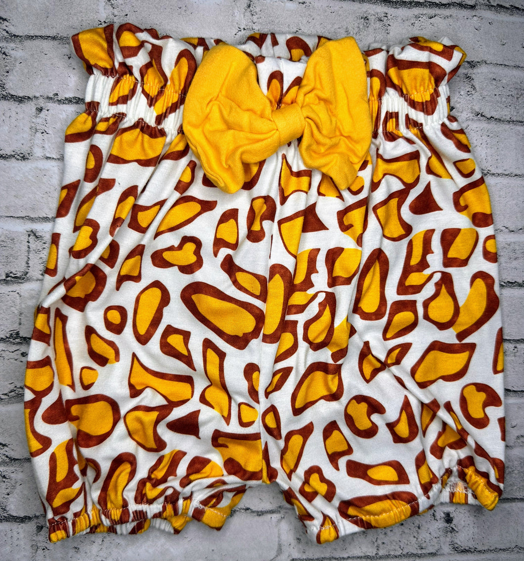 Yellow Leopard Shorts- 9/12m