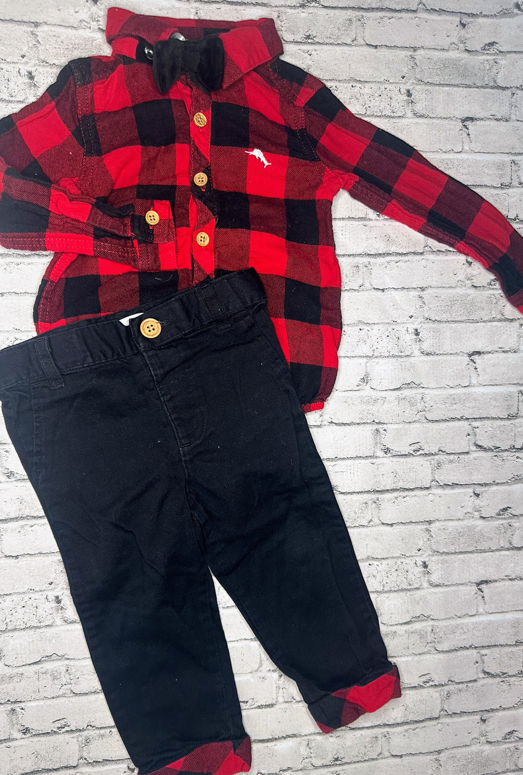 Tommy Bahama: 3pc Red Plaid Set- 12m