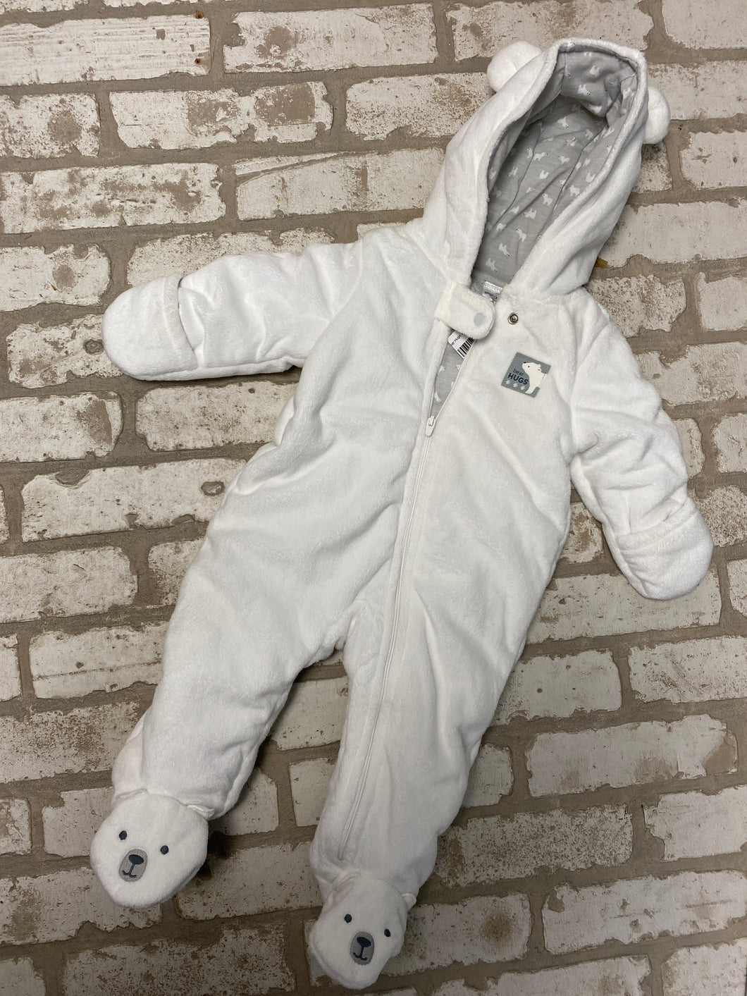 Bear Hugs White Snowsuit (3/6M)
