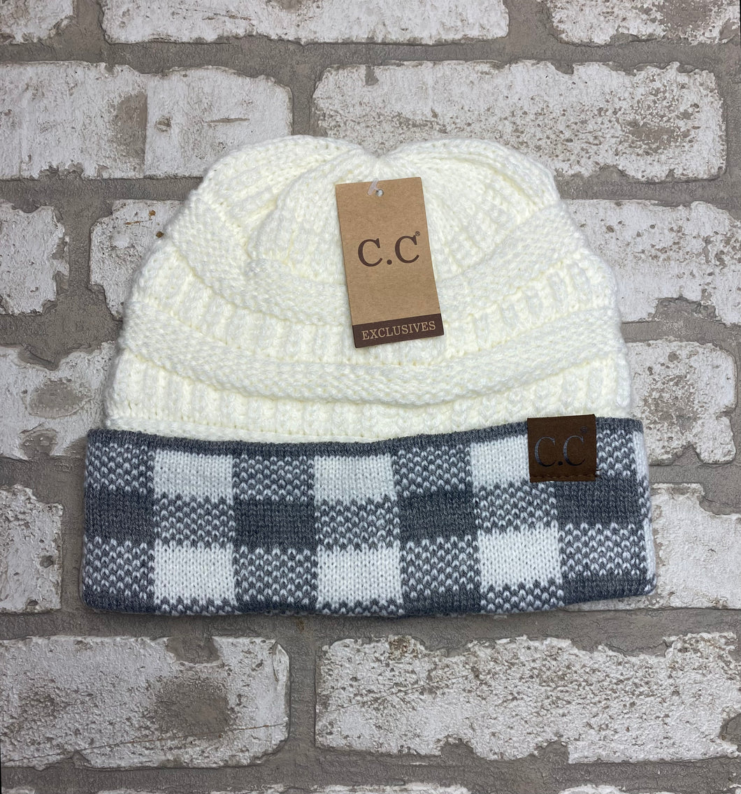 C.C. Buffalo Plaid Cuff Beanie NEW!