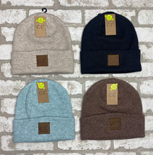 Load image into Gallery viewer, C.C Heather Knit Suede Patch Beanie NEW!
