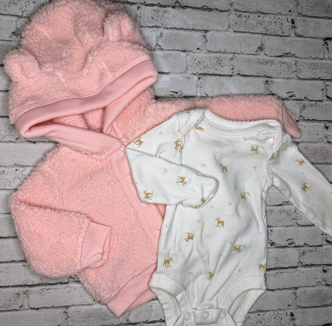 Carter’s: 2pc Deer + Sherpa Full Zip Set- Newborn