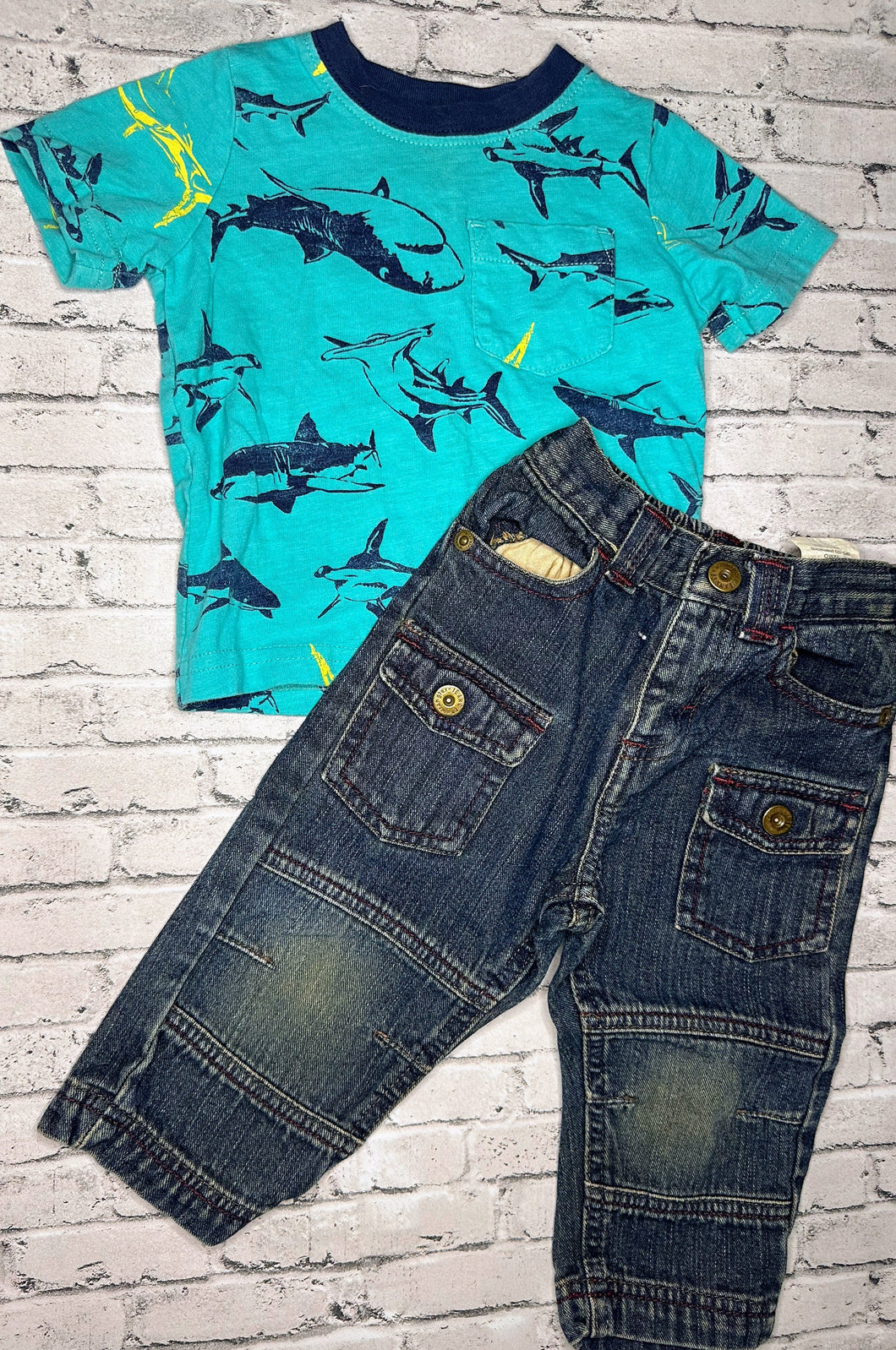 2pc Shark + Denim Set- 12m