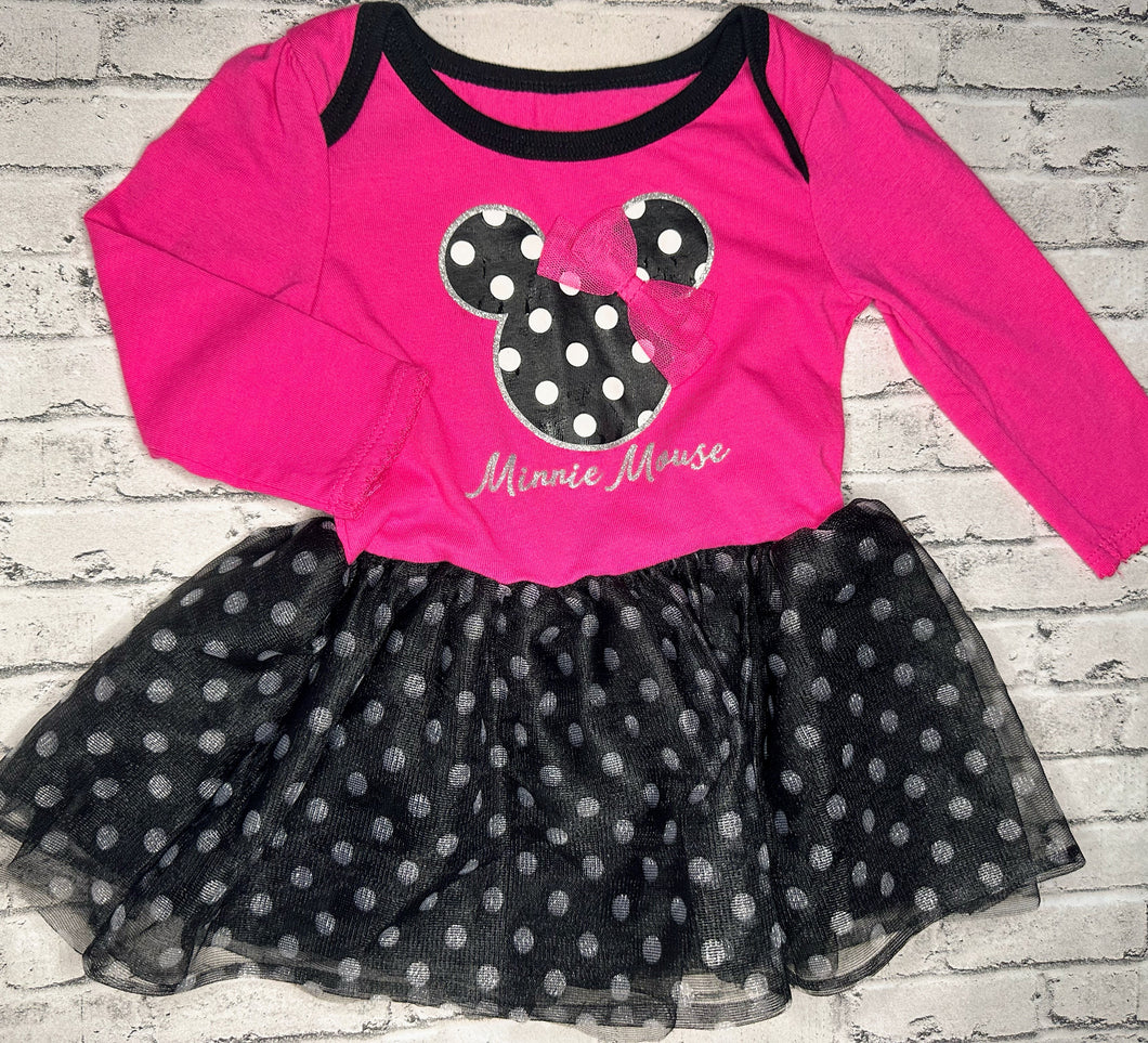 Disney: “Minnie Mouse” Pink/Black Dress- 12m