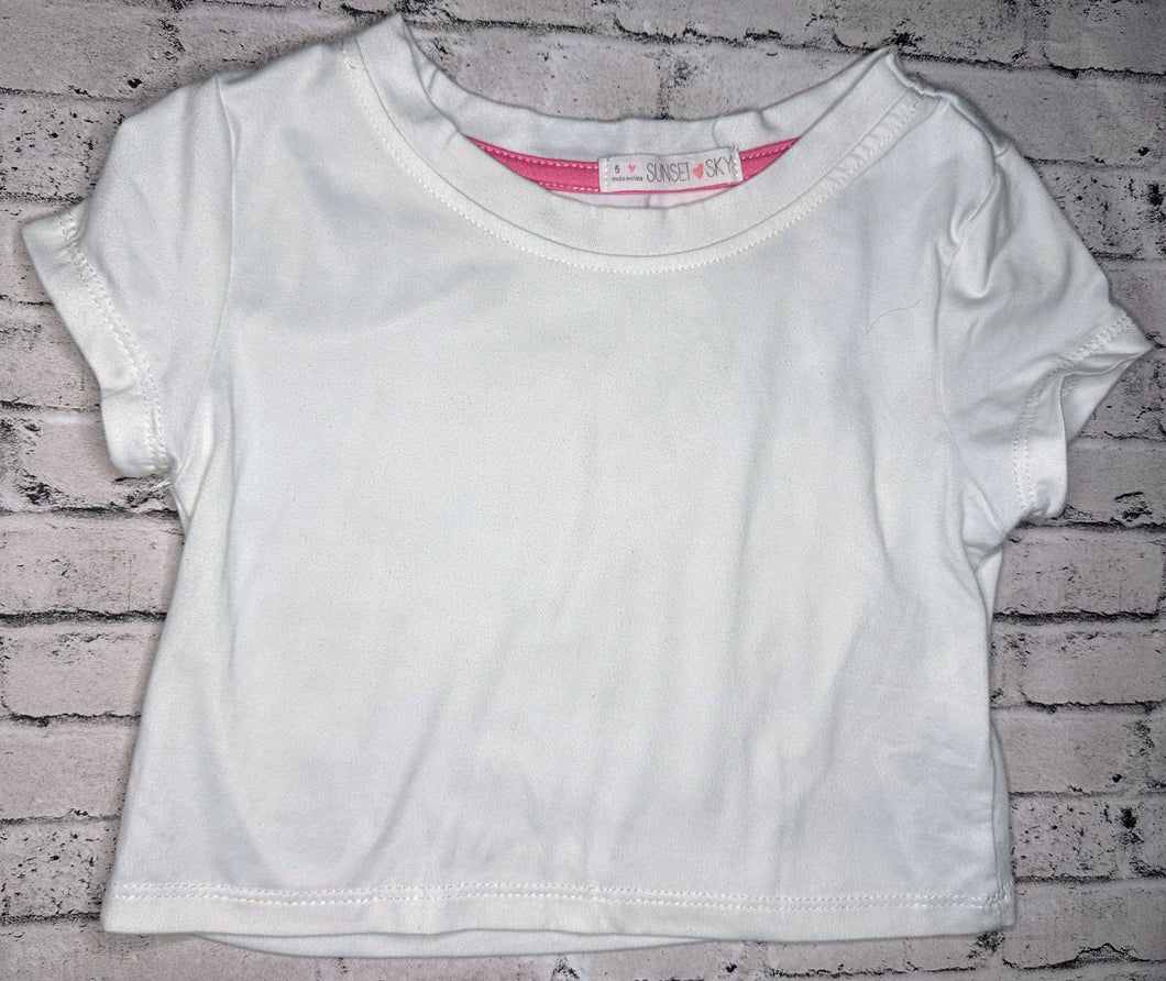 Sunset Sky- White Crop Tee- 5