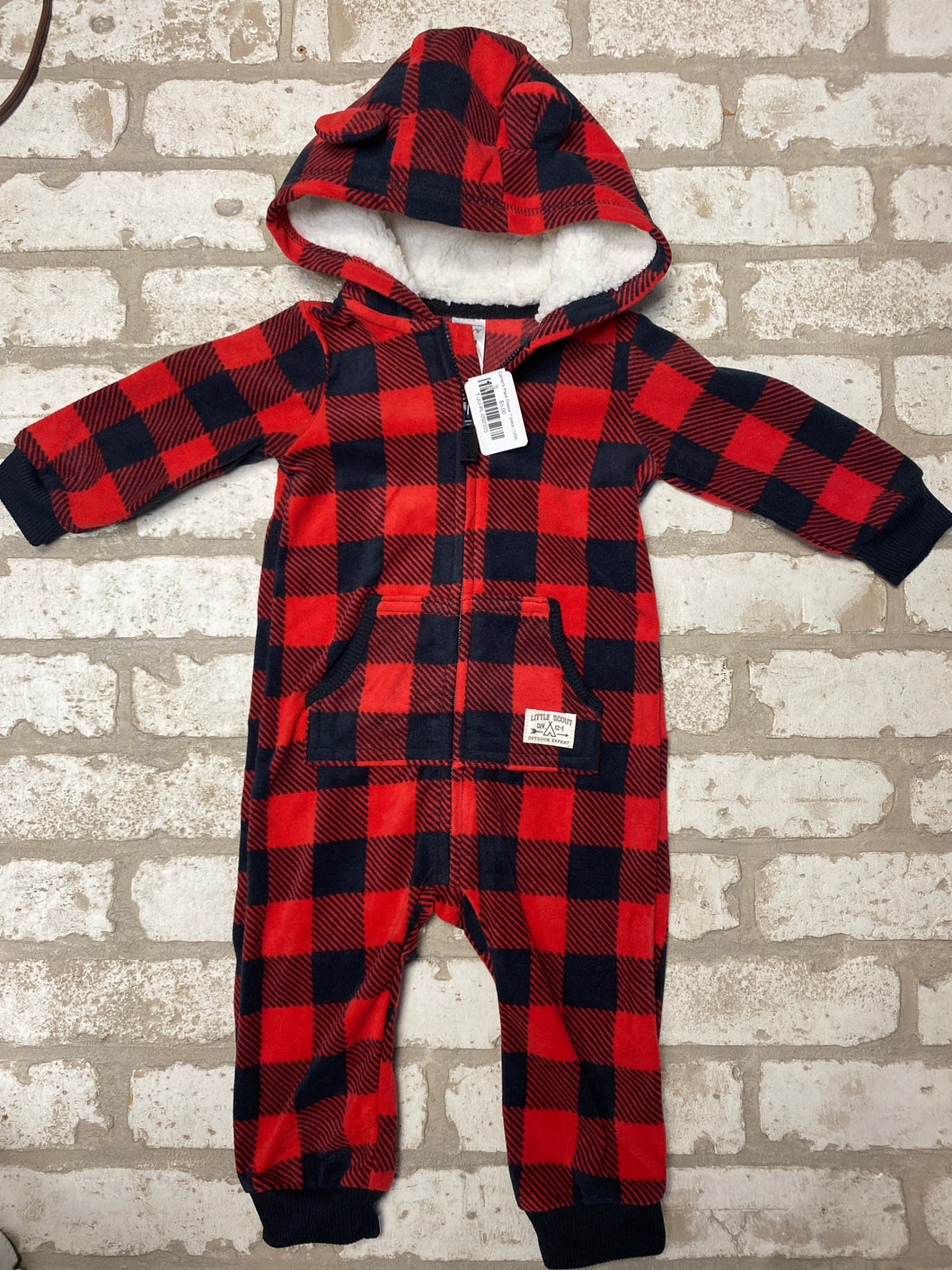 Carter's Plaid Fleece 1 piece (12M)