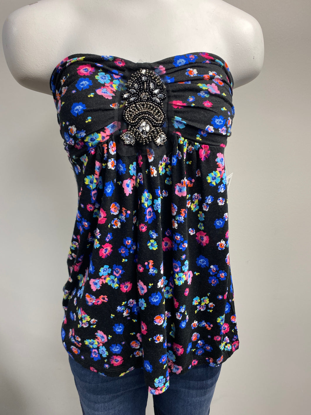 black flower sleeveless (M)