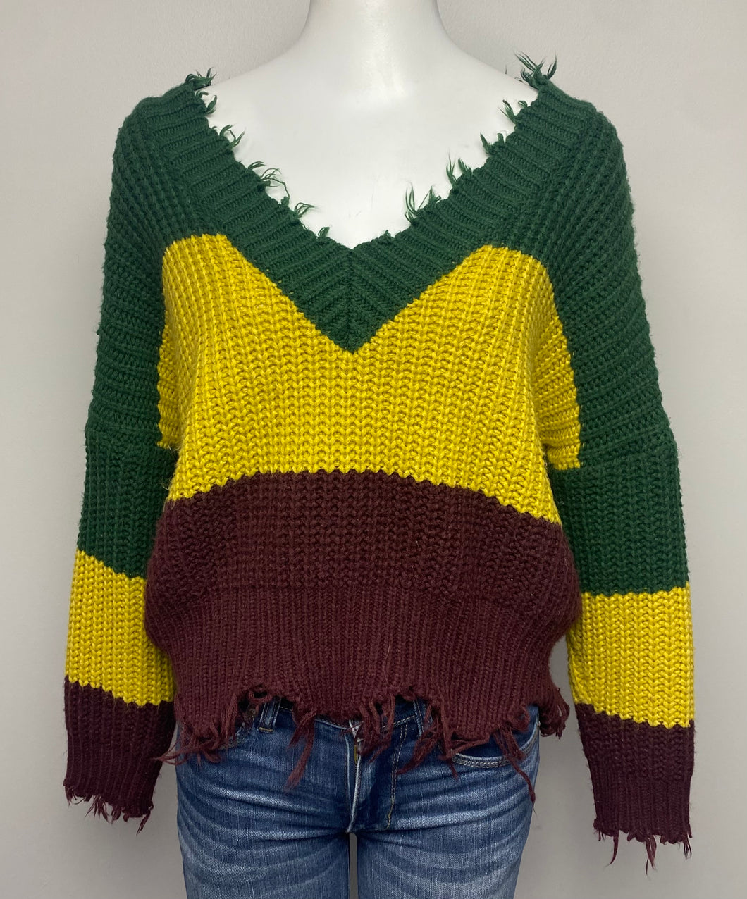 Main Strip Colorblock Sweater- (M)