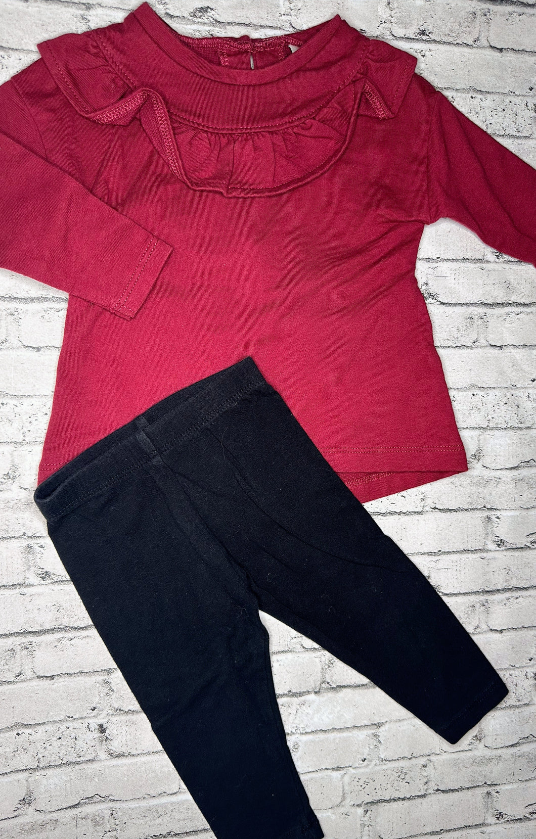 2pc Maroon Ruffle Set- 6m