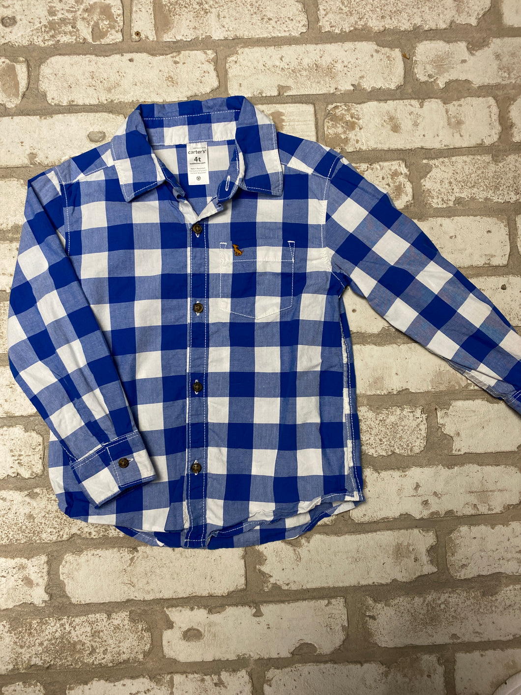 Blue Plaid Shirt Boy's (4T)
