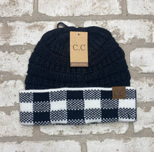 Load image into Gallery viewer, C.C. Buffalo Plaid Cuff Beanie NEW!
