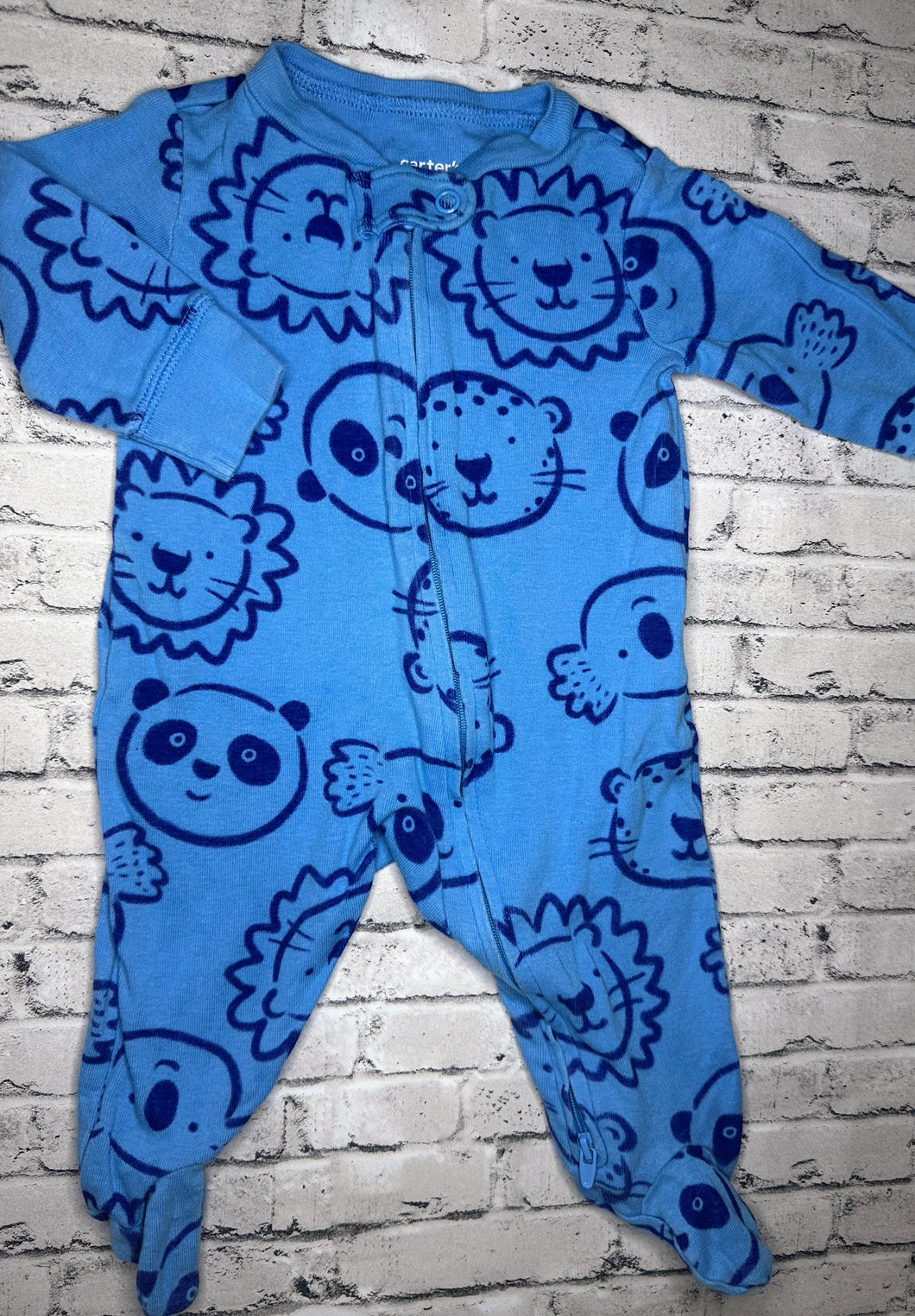 Carter’s: Blue Animal Dual Zip Sleeper- 3M