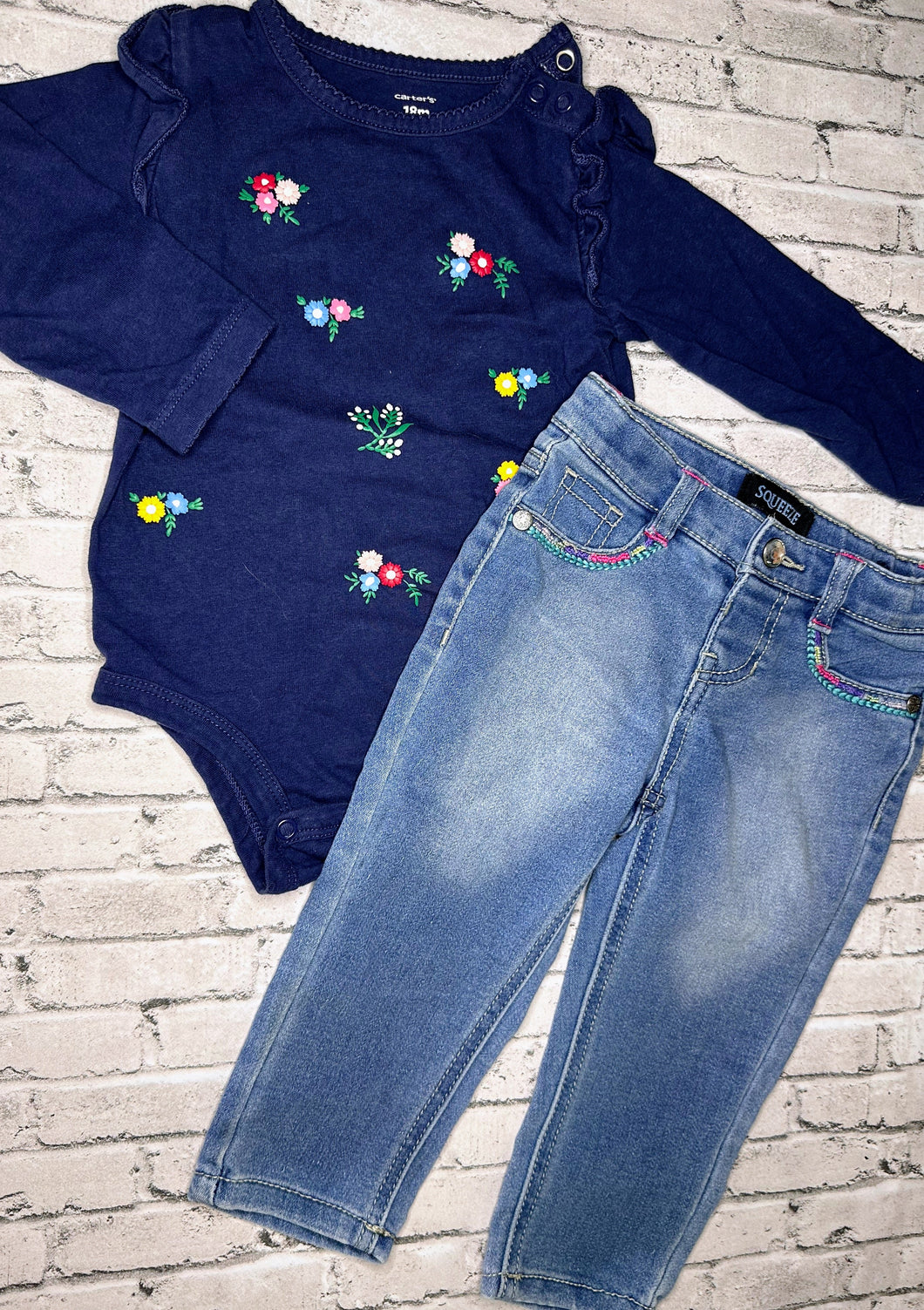2pc Navy Floral Set- 18m