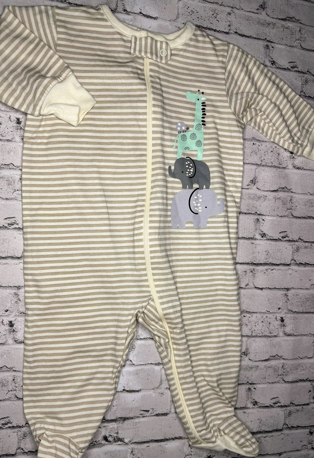 Gerber: Tan Stripe Animal Sleeper- 0/3m
