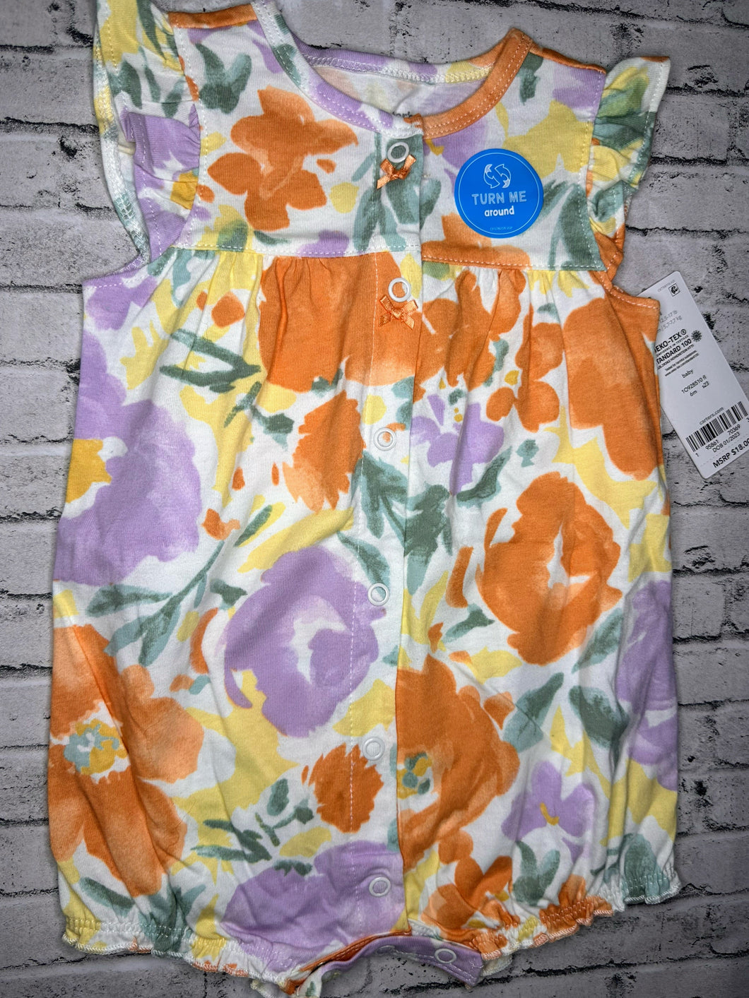 Carter’s: Floral+Heart Romper- 6m NEW!