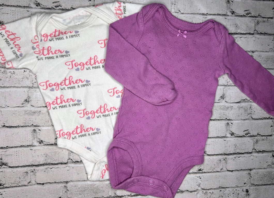 2pk Purple/Graphic Bodysuits- Newborn