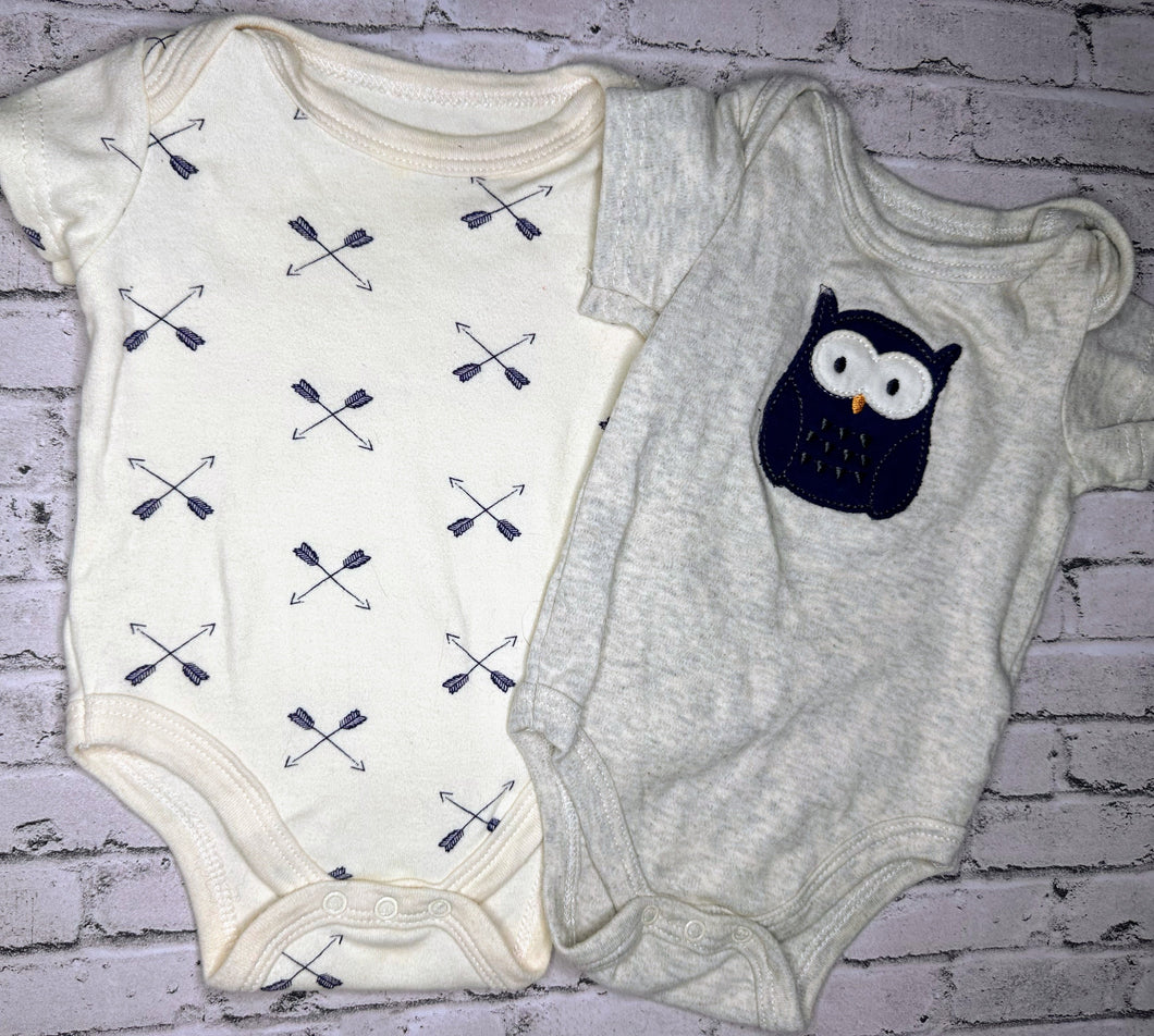HB: 2pc Owl + Arrow Bodysuits - 0/3m