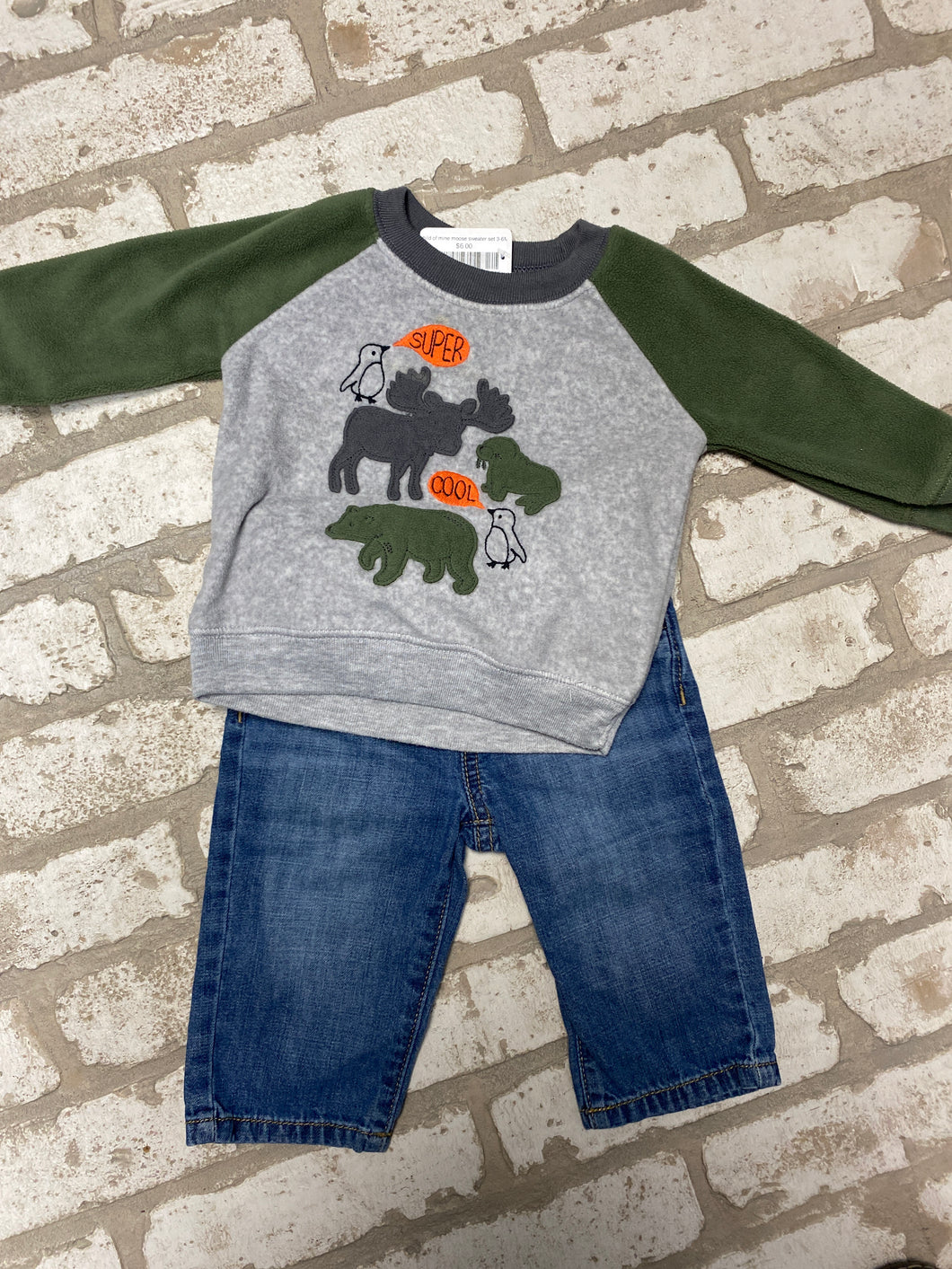 child of mine moose sweater set 3-6M
