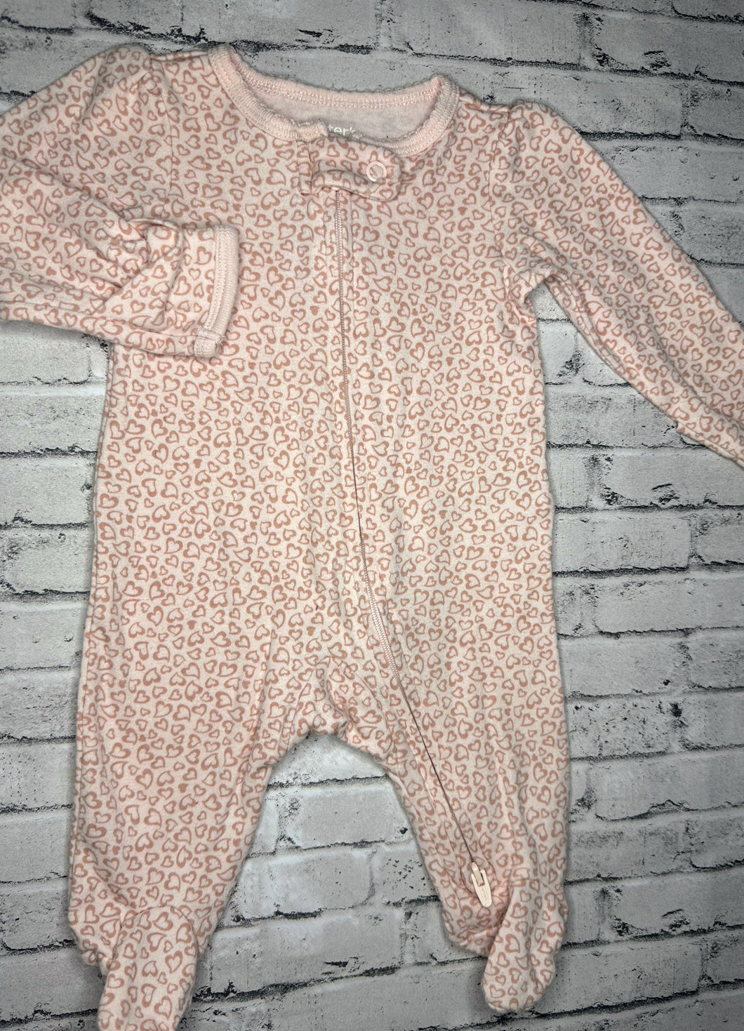 Carter’s: Pink Heart Dual Zip Sleeper- Newborn