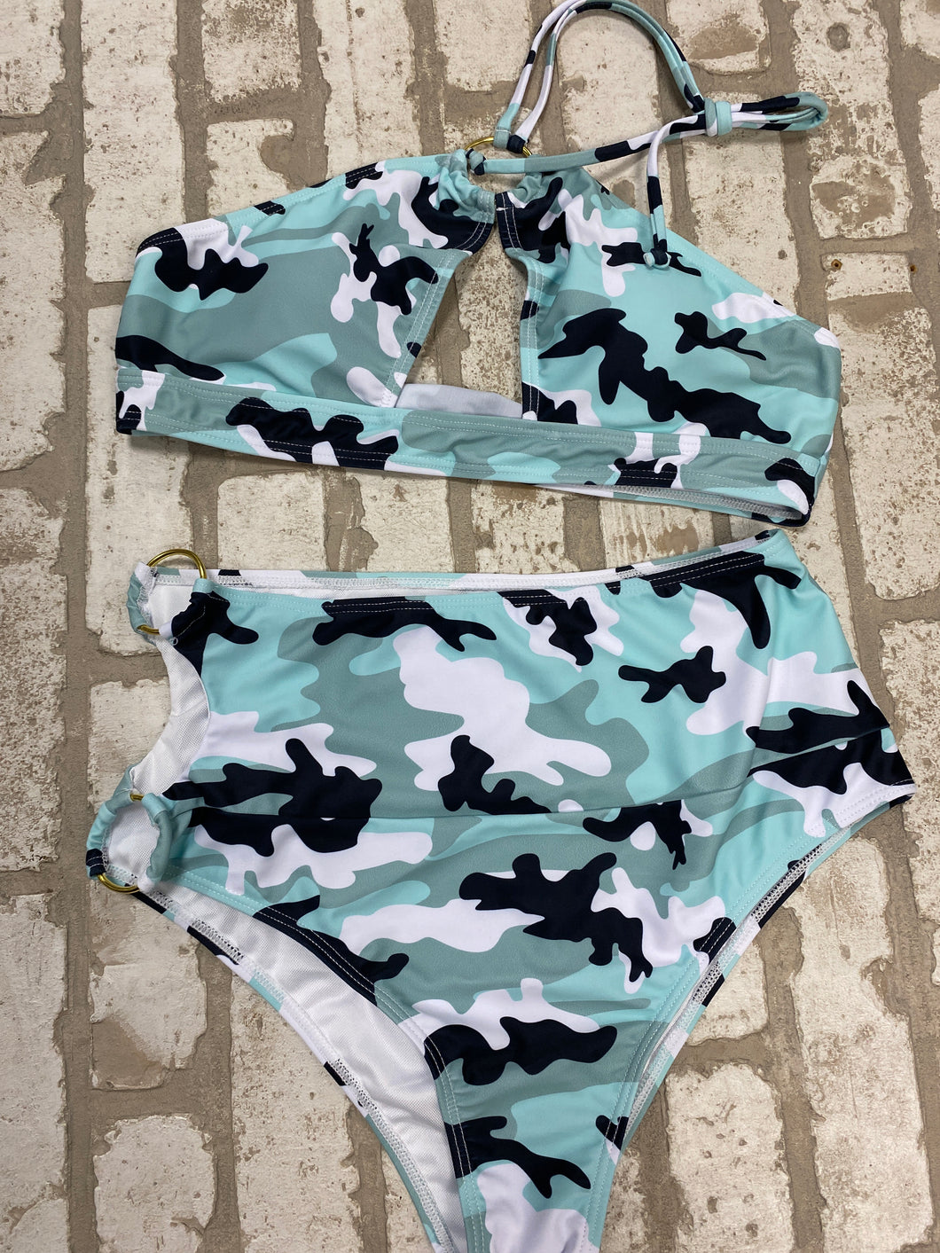 2PC Green Camo Swimsuit