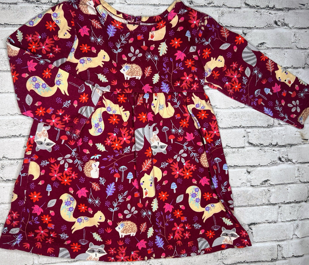 Wonder Nation: Maroon Woodland Dress- 6/9m