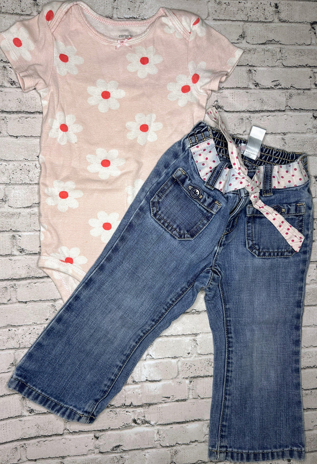 2pc Flower + Denim Set- 24m