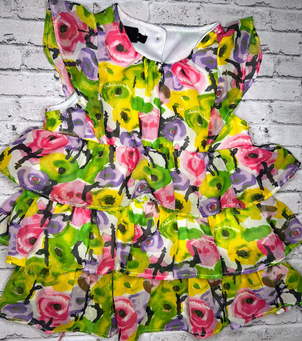 Calvin Klein: Floral Ruffle Tank- 3T