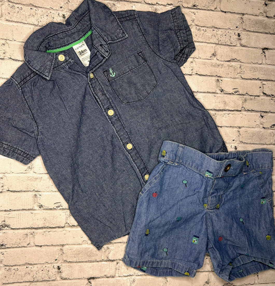 Carter’s: 2pc Denim Button Set- 24m