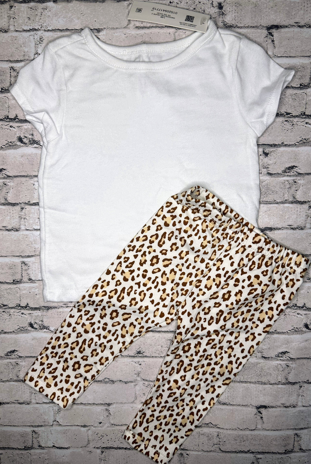 2pc White/Leopard Set- 3/6m