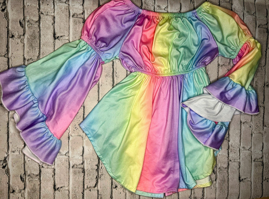 Rainbow Ruffle Top- XS (4/5)