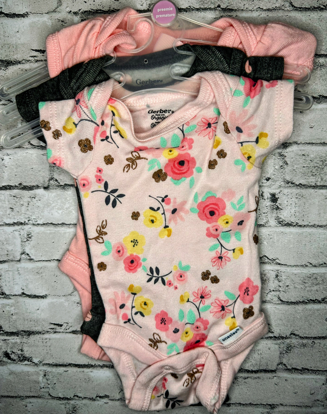 Gerber: 3pc Pink Bodysuit- Preemie
