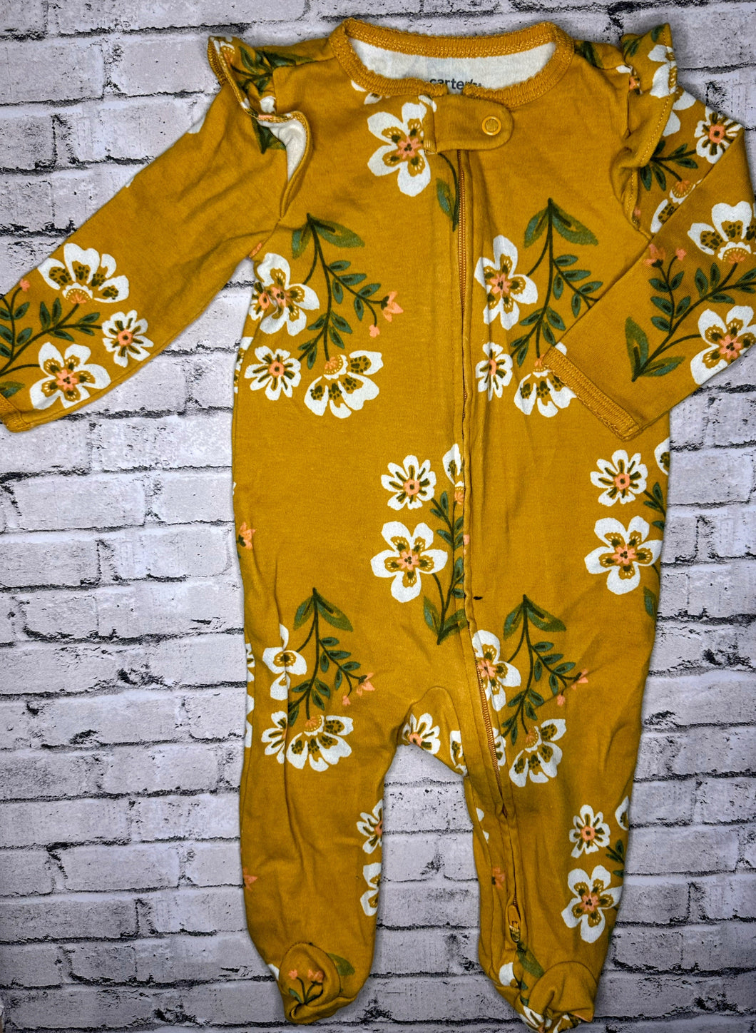 Carter’s: Yellow Floral Dual Zip Sleeper- 6m