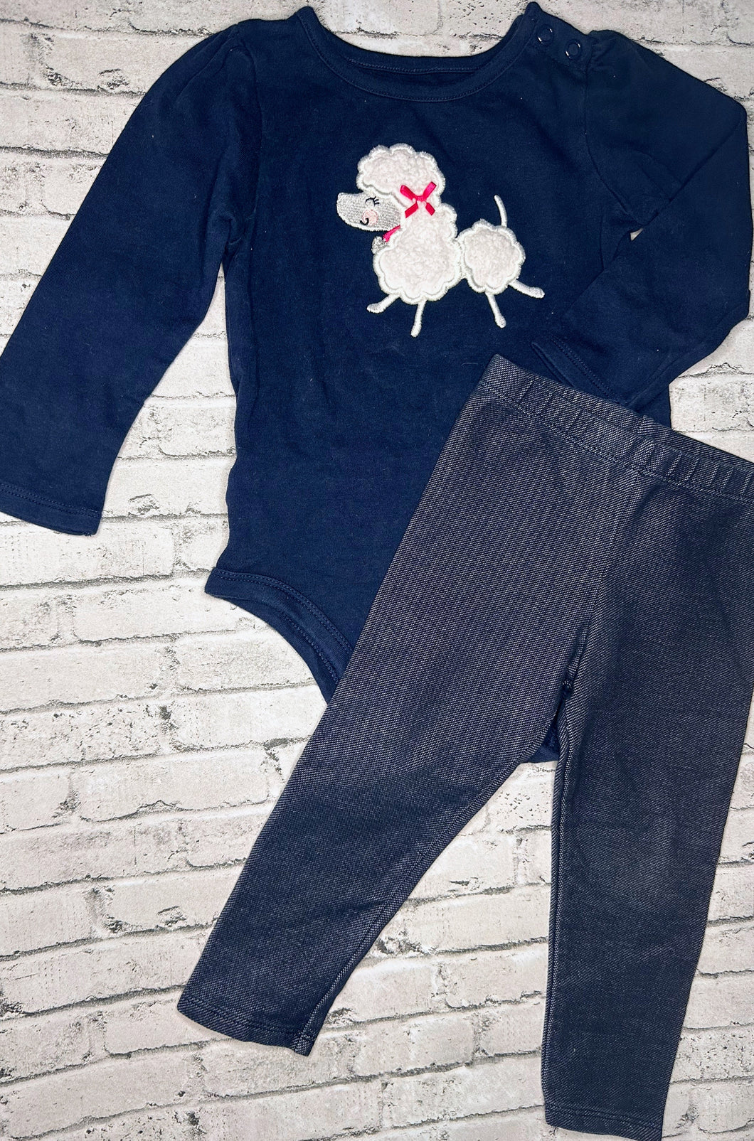2pc Poodle + Faux Denim Set- 18m