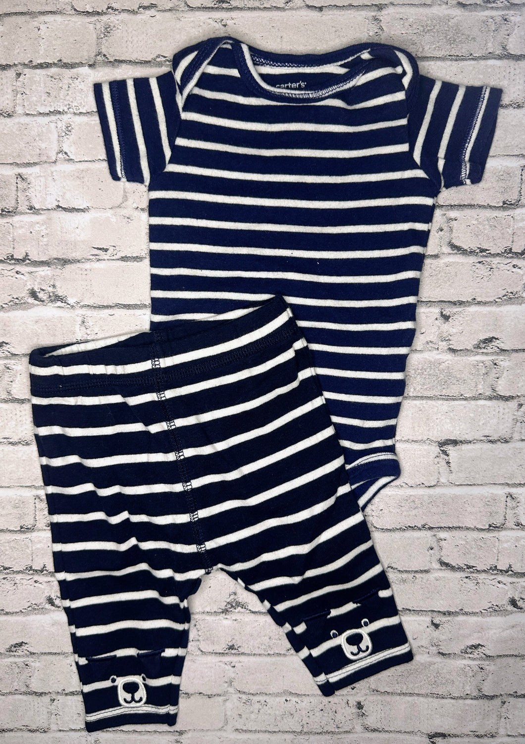 Carter’s: 2pc Navy Stripe Set- 3M