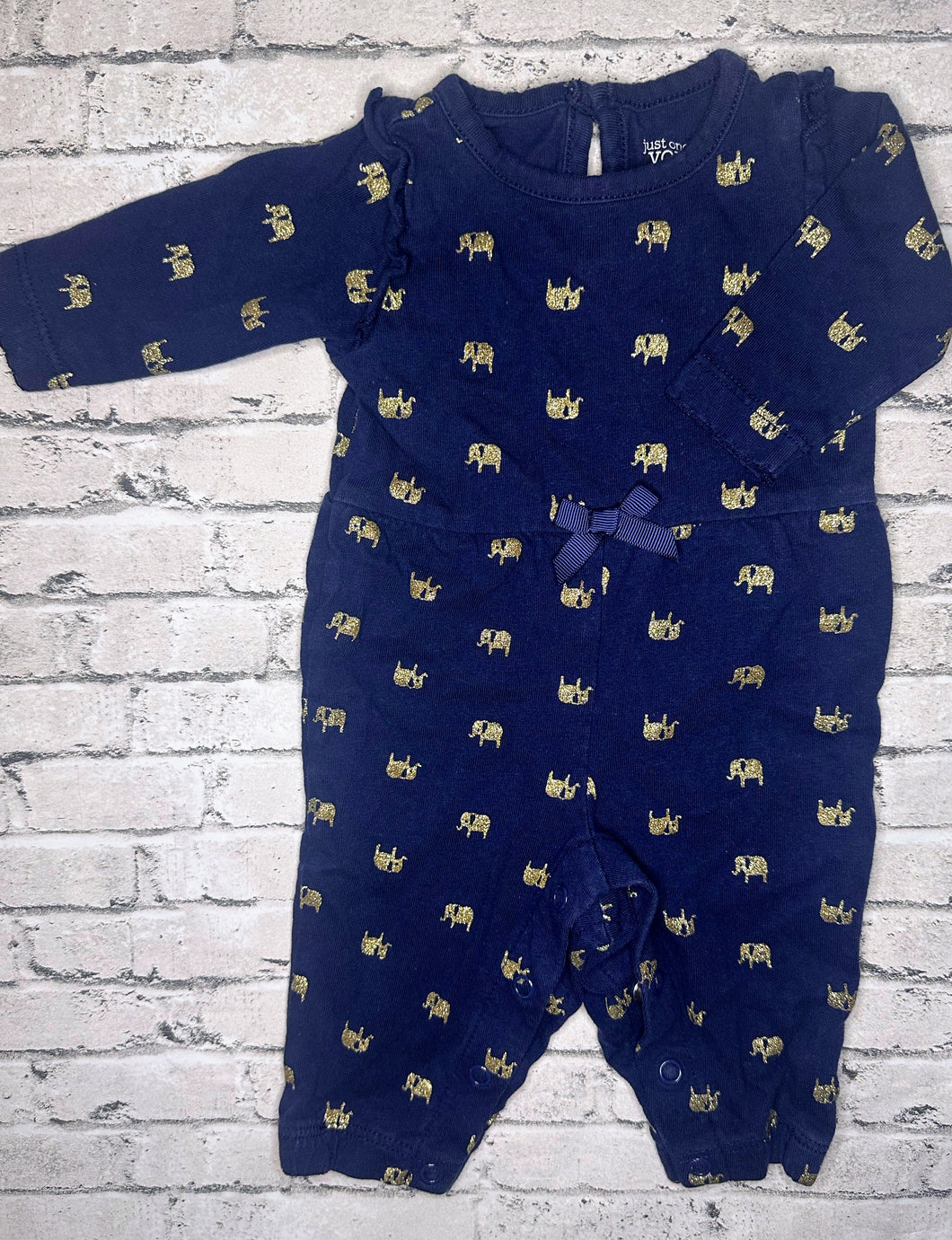Carter’s: Gold Sparkle Elephant Jumpsuit- Newborn
