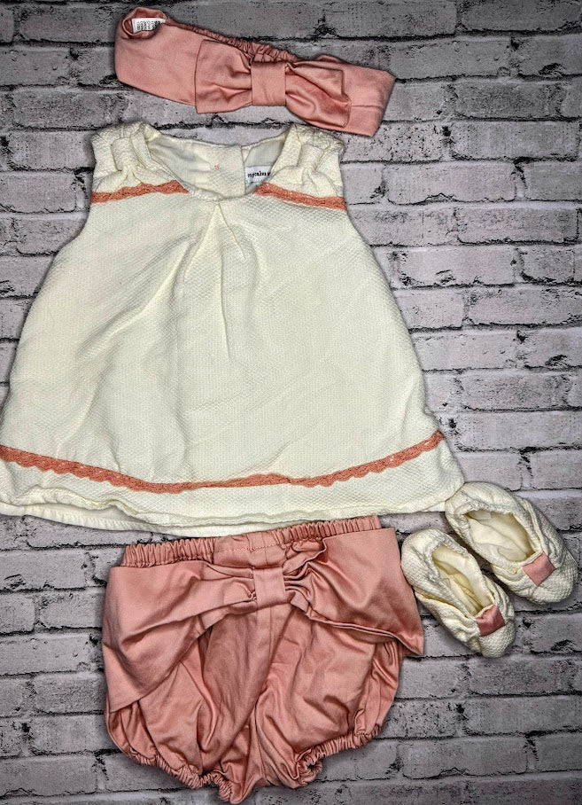 Cupcakes and Cashmere: 4pc Formal Rose/White Set - 3/6m
