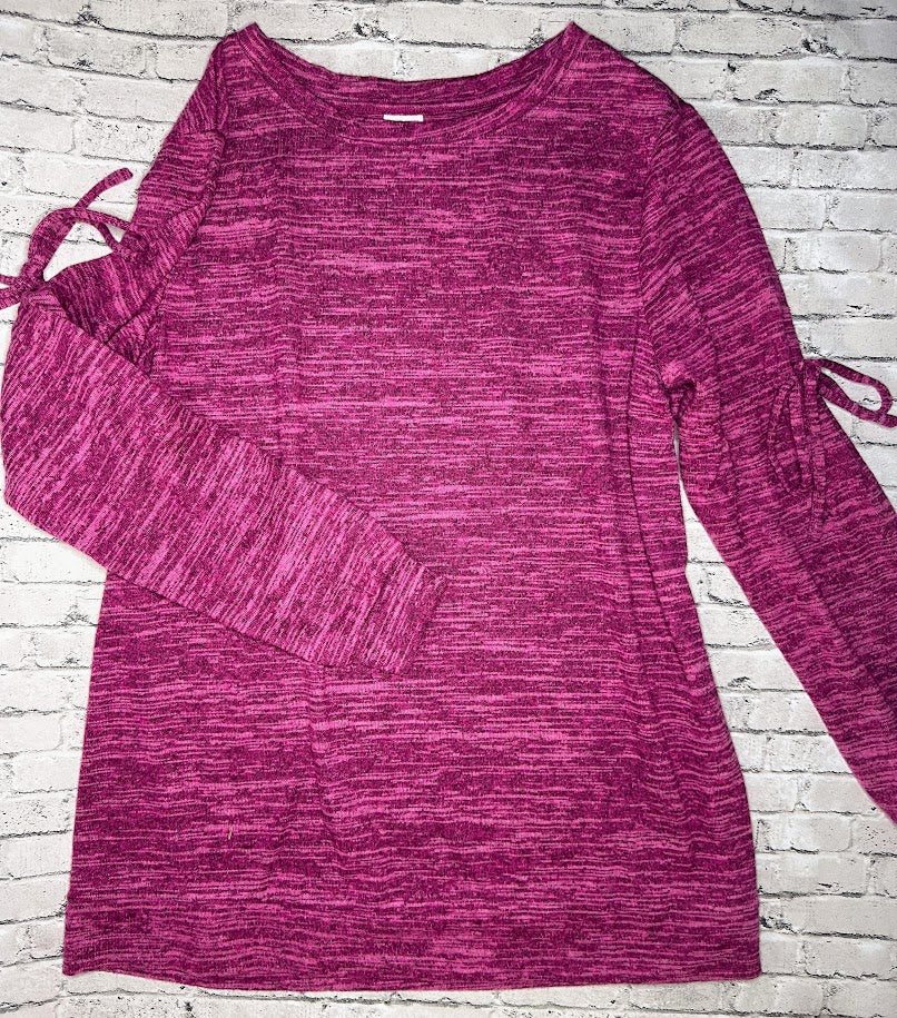 Time and True Maternity: Purple Long Sleeve Tie Top - Small (4-6)