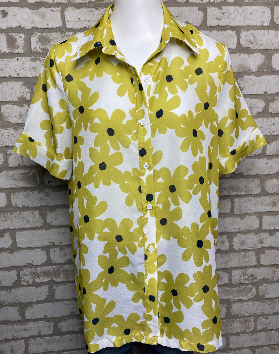 Shein Floral Button Up- (M)