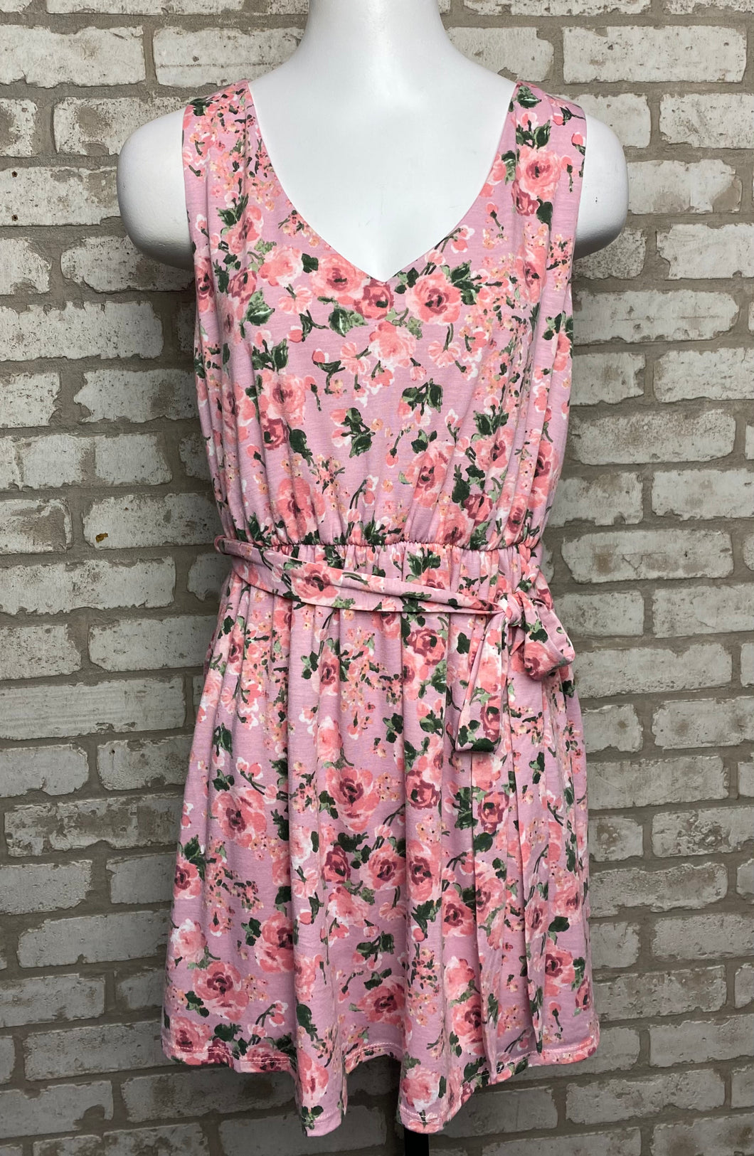 Pink Blush Floral Dress- (L)