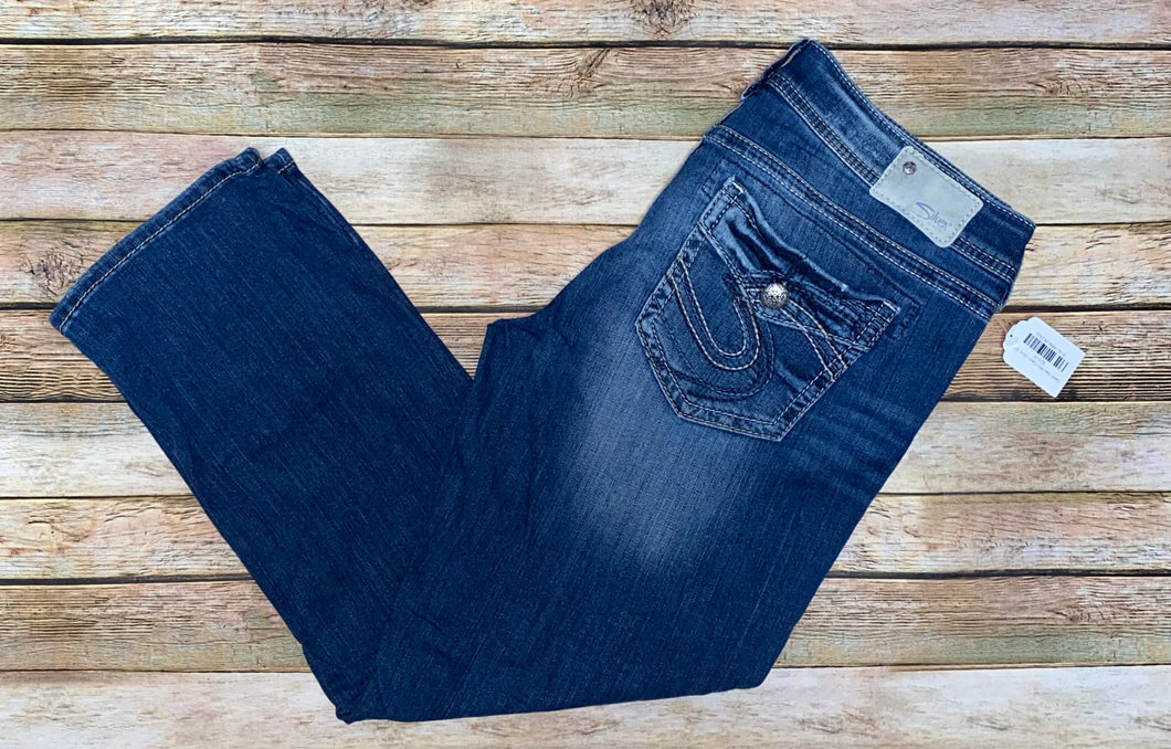 Silver Aiko Mid Capri- (Size 32