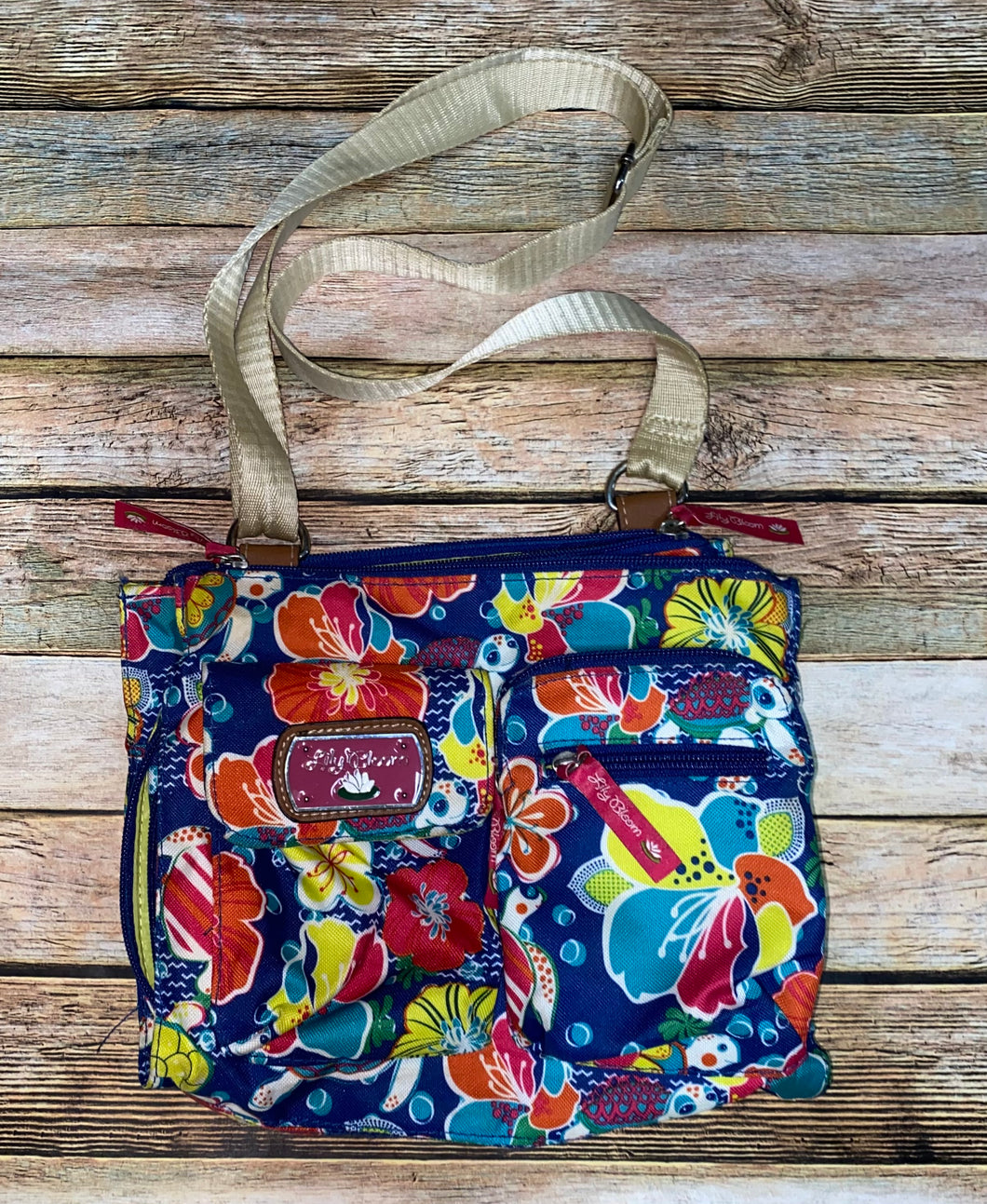 Lily Bloom Turtle/Floral Crossbody